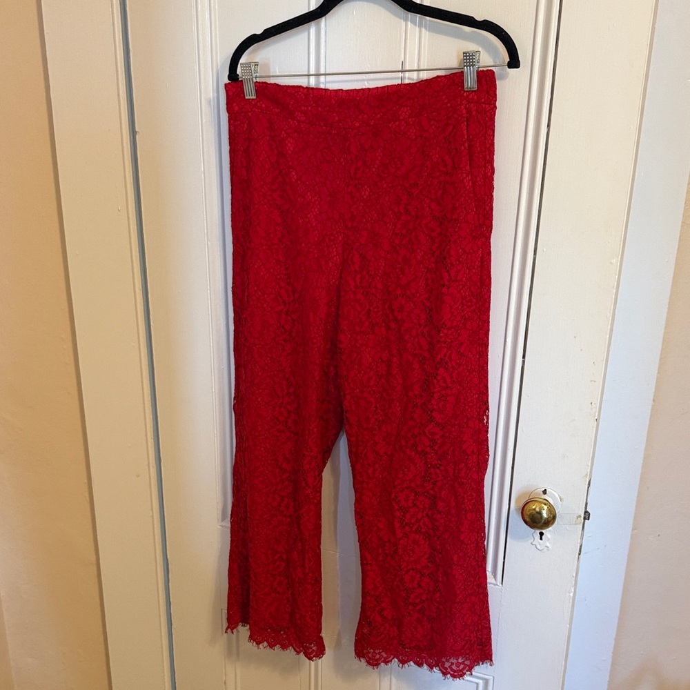 J. Crew Red Lace Pull-On Pants